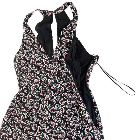 Express Floral Black Lined Romper Women’s Size 2 - Picture 2 of 11